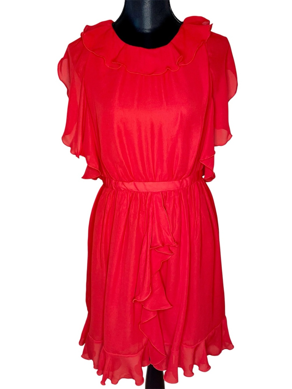 Prabal Gurung for Target Dress Chiffon Ruffled Mini Sleeveless Red Size 8